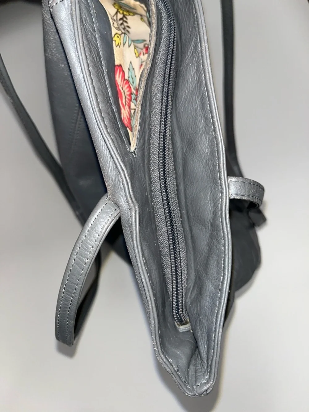 Latico NJ USA Gray Leather Shoulder Tote